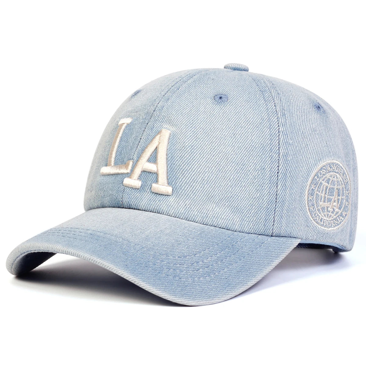 قبعات بيسبول للجنسين من قماش الدنيم المغسول المطرز بحرف LA للربيع والخريف، قبعات كاجوال قابلة للتعديل، قبعة واقية من الشمس، قبعة رياضية