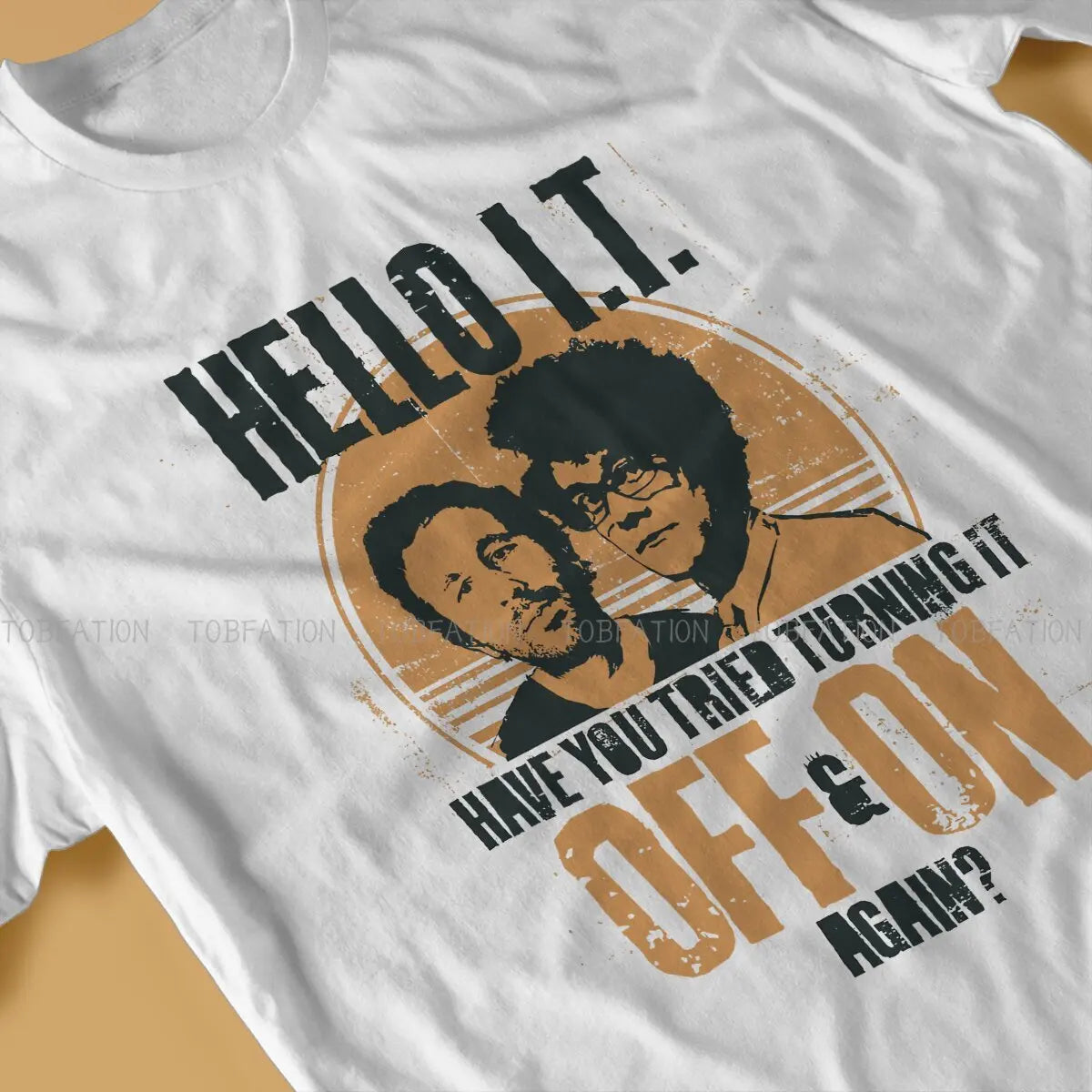 تي شيرت رجالي جرافيكي من The It Crowd بعنوان "هل حاولت إيقاف تشغيله مرة أخرى" - تي شيرت صيفي عتيق من القطن بتصميم Harajuku