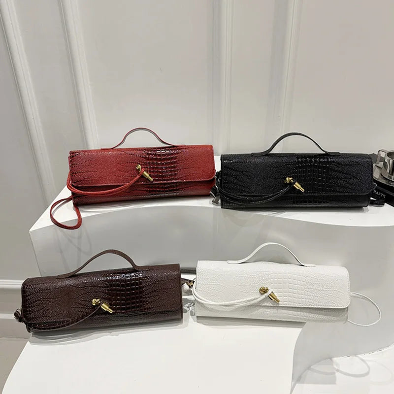 حقيبة كروس بودي منقوشة بنقشة جلد التمساح - حزام قابل للتعديل وإبزيم معدني، خفيفة الوزن ومتينة للاستخدام اليومي للنساء