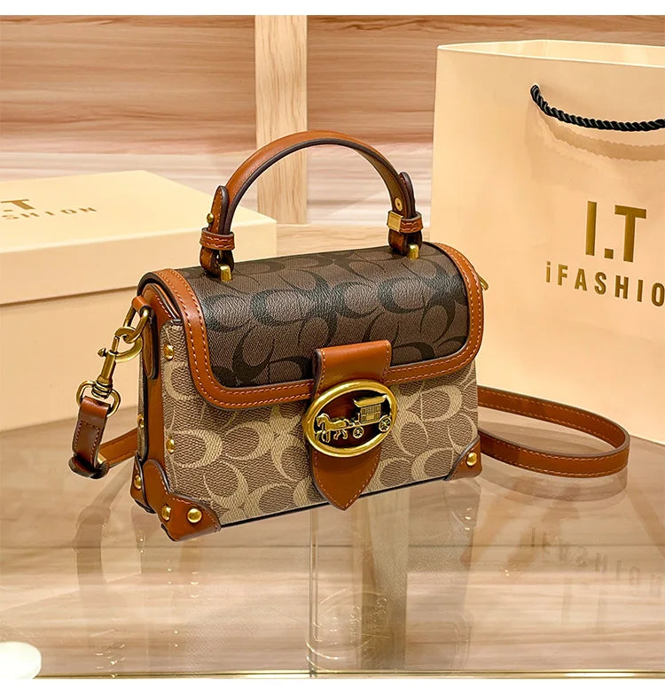 حقيبة يد صغيرة جديدة بتصميم بسيط وعصري، حقيبة نسائية بلون متناقض، حقيبة كروس بودي فاخرة، حقيبة صندوقية محمولة