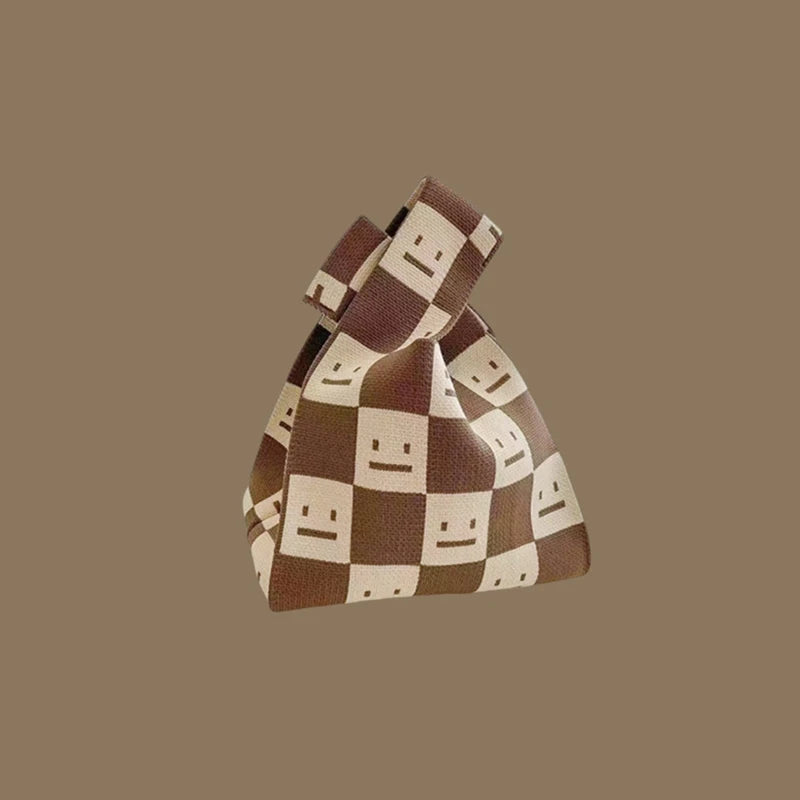 حقائب يد نسائية أنيقة مصنوعة يدويًا محبوكة، حقيبة معصم صغيرة بعقدة، حقيبة تسوق كورية كاجوال قابلة لإعادة الاستخدام