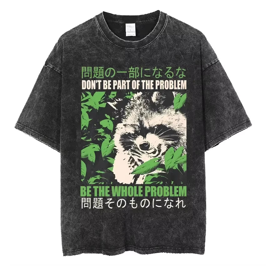 تي شيرتات Vintage Washed The Harbinger of Awkward Situations تي شيرت Weirdcore Japanese Funny Graphic تي شيرت رجالي Harajuku