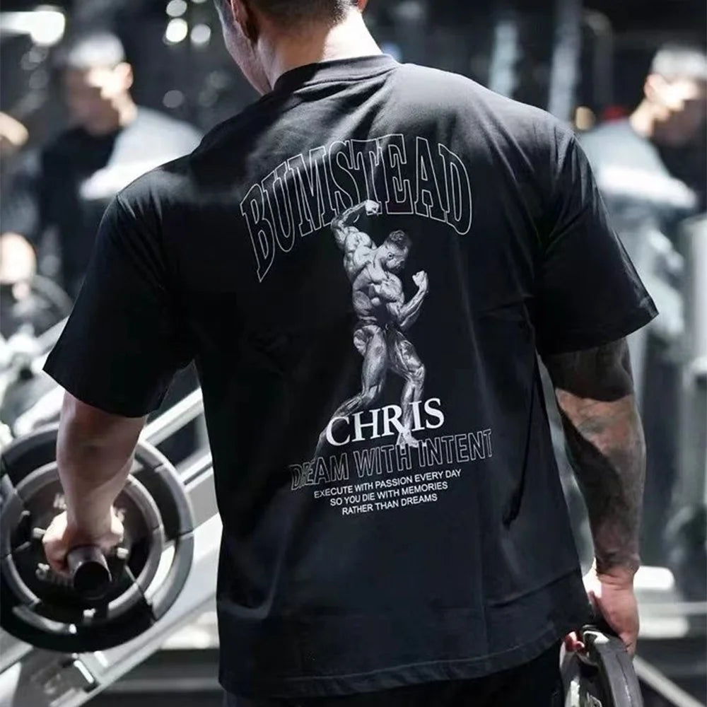 تيشيرت جديد لكمال الأجسام للرجال، تيشيرت قطني تحفيزي للتمارين الرياضية، تيشيرت رياضي لبناء العضلات، ملابس رياضية فضفاضة مريحة.