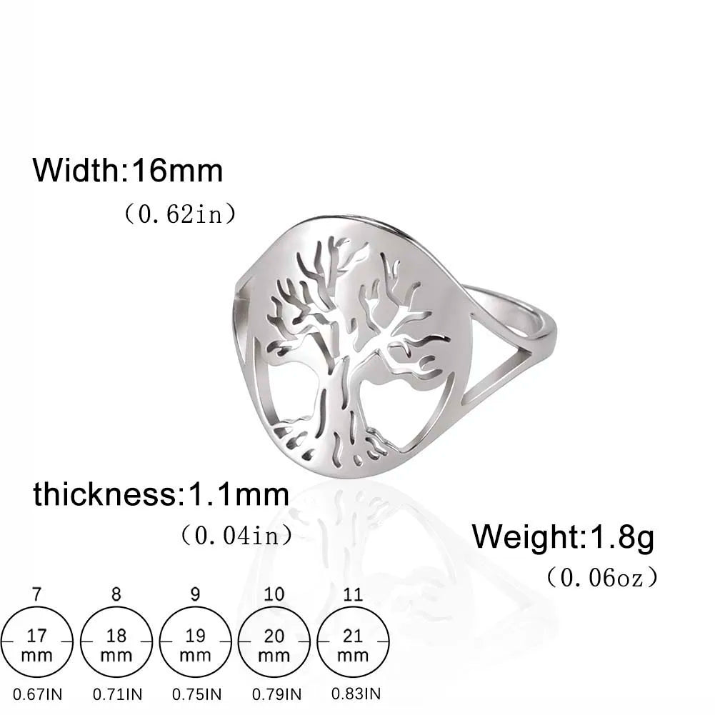 Lucktune Tree of Life Finger Ring Stainless Steel Tree Symbol Silver Color Ring for Women Men New In Jewelry Couple Wedding Gift