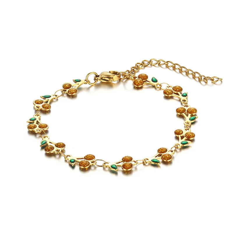 سوار كرز ساحر للنساء، سوار من الفولاذ المقاوم للصدأ بتصميم بوهيمي عتيق، مناسب للحفلات والعطلات، هدية أنيقة للفتيات