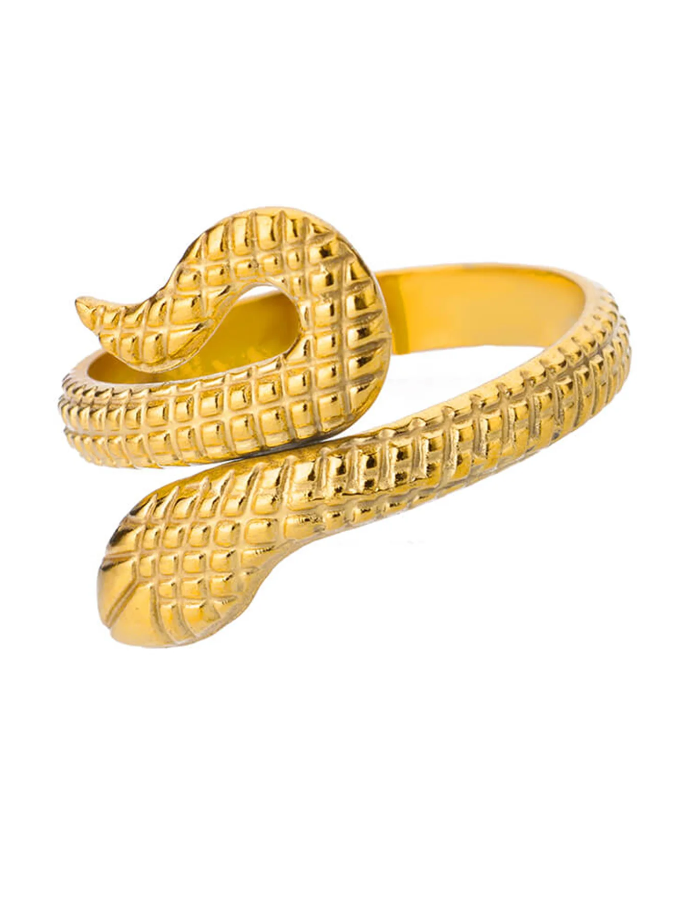 خواتم ثعبان من الفولاذ المقاوم للصدأ مطلي بالذهب عيار 316L للنساء والرجال، مفتوحة وقابلة للتعديل، بتصميم قوطي عتيق، مجوهرات جمالية.