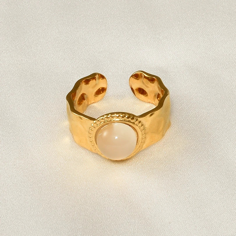 1 قطعة من خواتم عين النمر الكلاسيكية المصنوعة من الفولاذ المقاوم للصدأ القابلة للتعديل والمفتوحة للنساء والرجال إكسسوارات خاتم إصبع ذهبي اللون