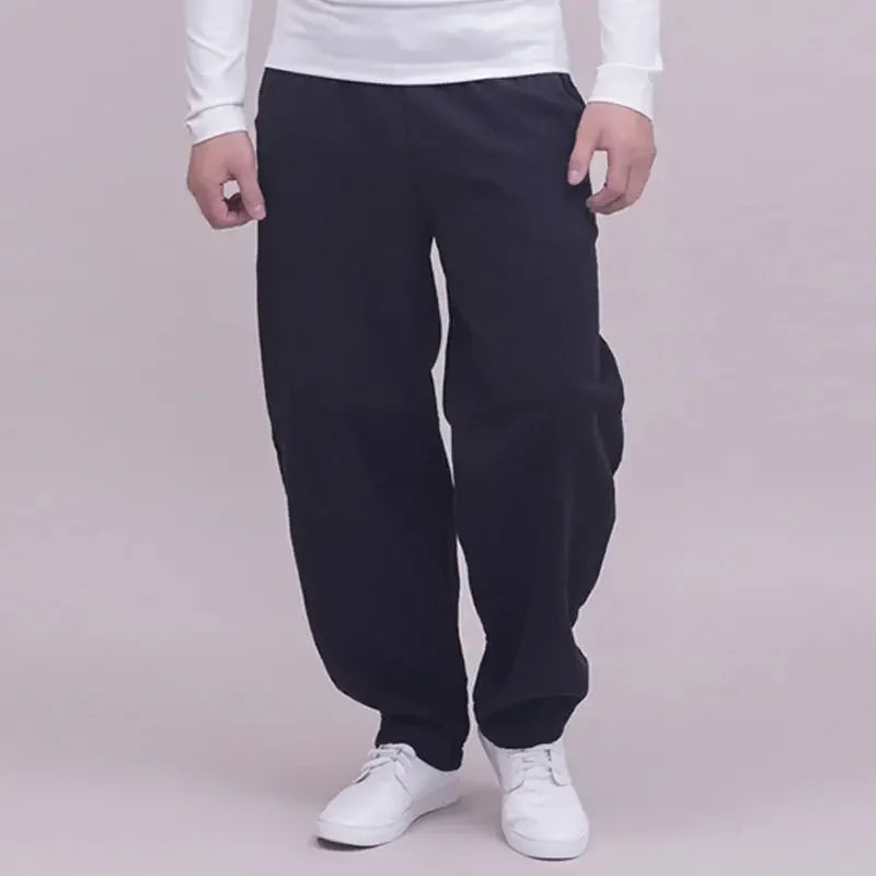 Casual Pants Man Pocket Linen Trousers for Men Loose Beige Fashion New in Y2k Streetwear Baggy Cotton Korean Style Sale Long