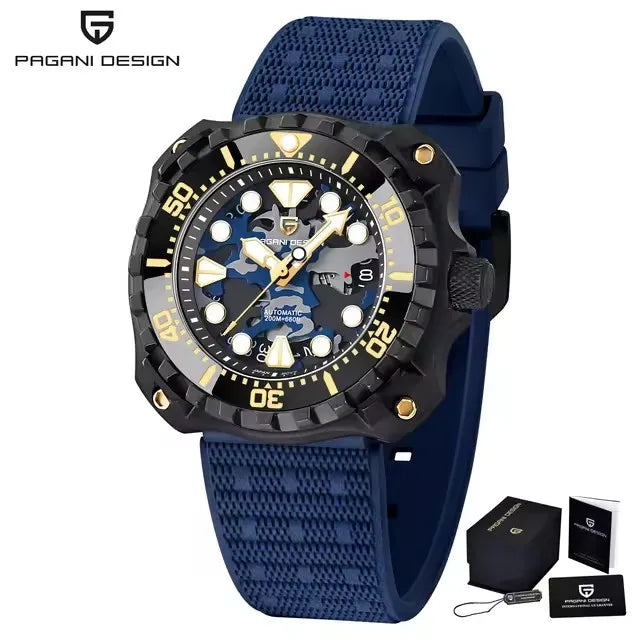 ساعة باجاني ديزاين 40 مم مجوفة للرجال بتصميم عسكري ميكانيكي من التيتانيوم للغوص والرياضة للرجال ساعات ميكانيكية أوتوماتيكية