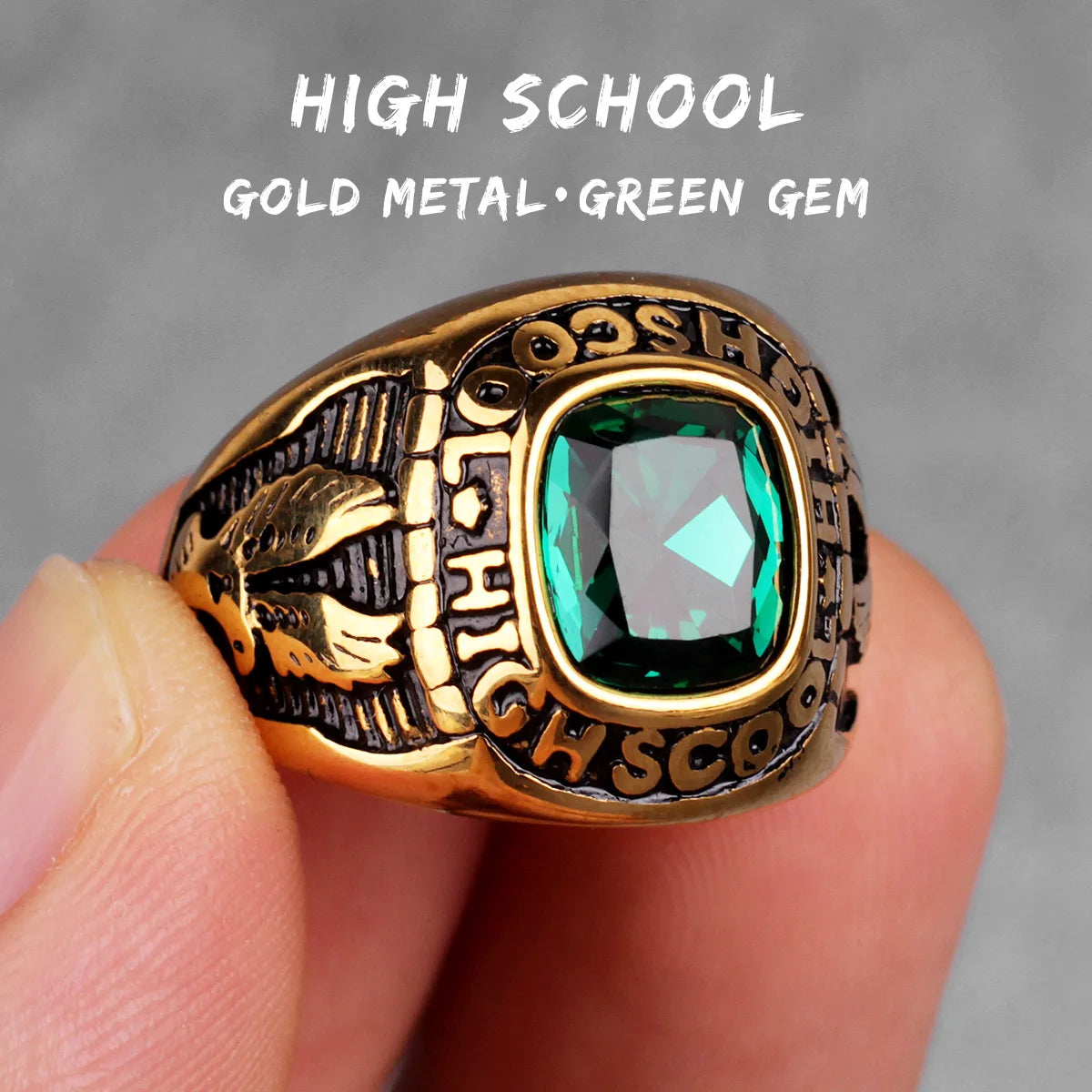 Stainless Steel Men Rings Rhinestone High School Eagle Punk Hip Hop for Biker Male Boyfriend Jewelry Creativity Gift Wholesale