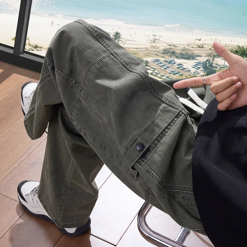 American Workwear Men's Spring and Autumn Style 2025 New Loose Straight Casual Wide-leg Pants