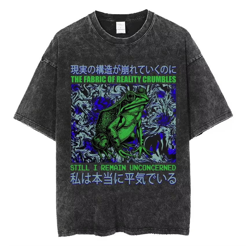 تي شيرتات Vintage Washed The Harbinger of Awkward Situations تي شيرت Weirdcore Japanese Funny Graphic تي شيرت رجالي Harajuku