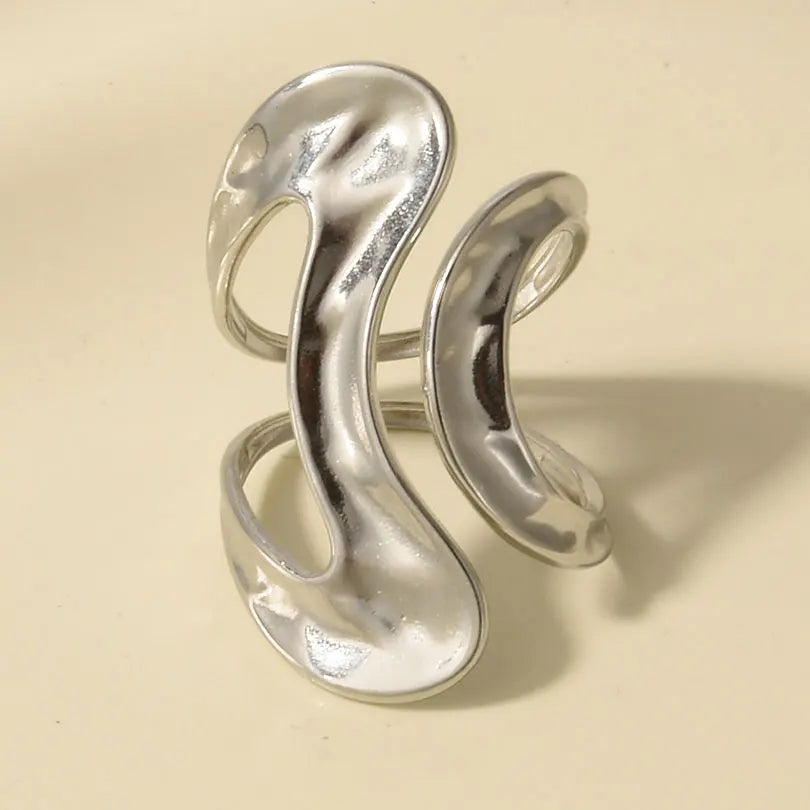 خاتم معدني عالي الجودة بتصميم غير منتظم ومجوف، مفتوح وقابل للتعديل، مصنوع من الفولاذ المقاوم للصدأ، مناسب للنساء والرجال، إكسسوارات مستوحاة من زهرة ونجمة البحر