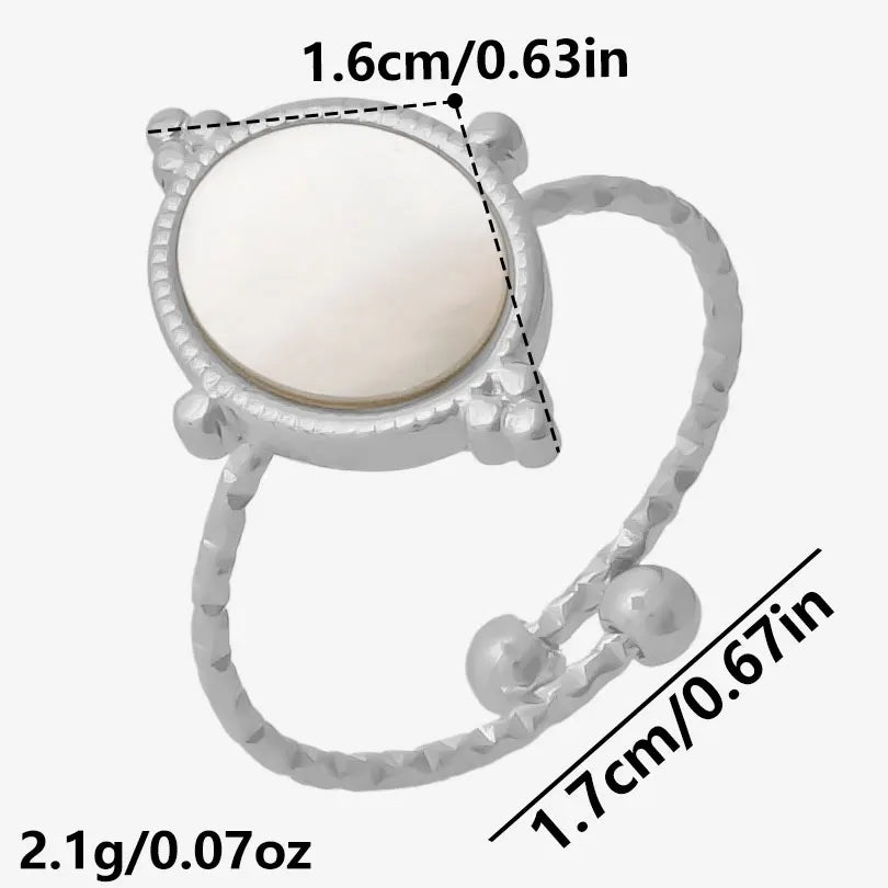 خاتم واحد عصري من الفولاذ المقاوم للصدأ، بتصميم هندسي مستوحى من البحر الطبيعي، مفتوح وسميك، بنمط صدفة بحرية، قطعة واحدة، مجوهرات نسائية عتيقة غير منتظمة