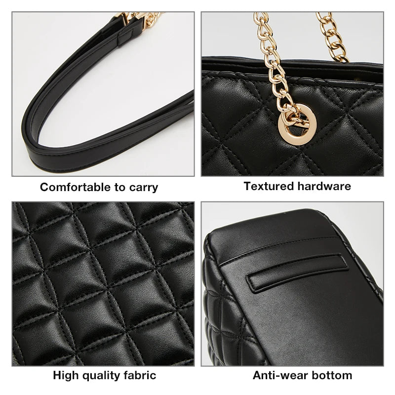FOXER Women Fashion Quilted Shoulder Bag Female Classic Underarm Bag Vintage Lady Simple Tote Bags Chrismas Gift