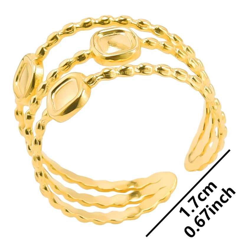 ٦ قطع/عبوة من حلقات مطلية بالذهب بقاعدة من الفولاذ المقاوم للصدأ، خواتم مفاصل فارغة يمكنك صنعها بنفسك للنساء، مجوهرات ساحرة لا يتغير لونها، بيع بالجملة