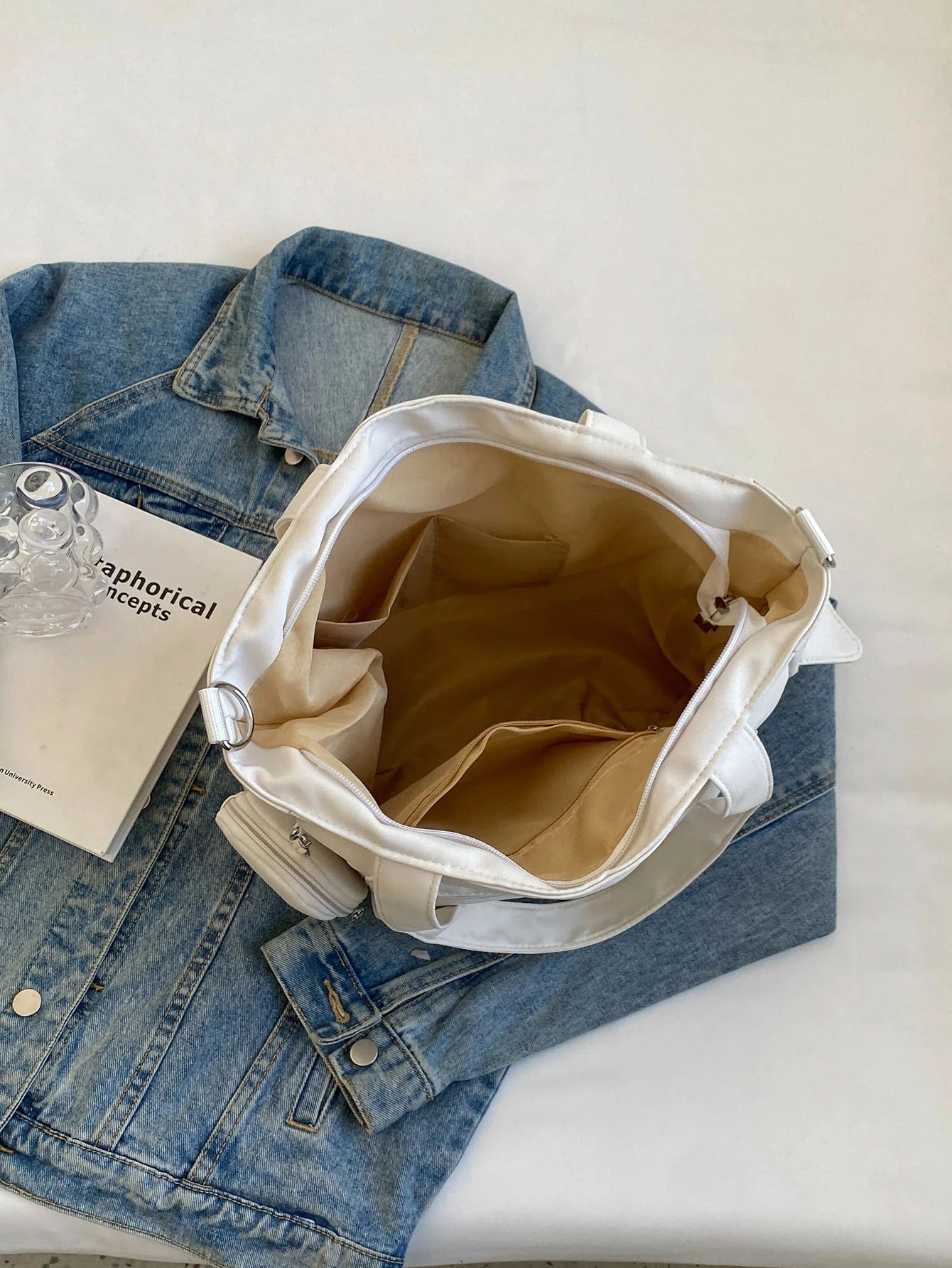 حقيبة تسوق كبيرة الحجم للجنسين مع جيب للعملات المعدنية، حقيبة مدرسية أنيقة لطلاب المدارس المتوسطة، حقيبة كاجوال، حقيبة كتف كروس بودي