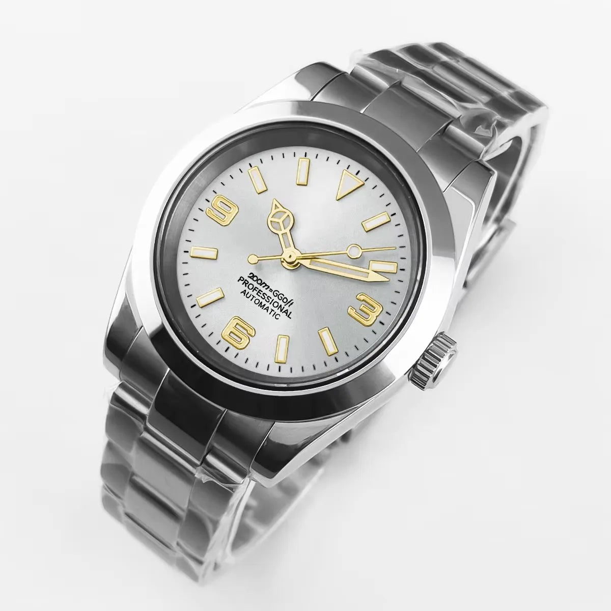 ساعة يد ميكانيكية أوتوماتيكية فاخرة من كورجيوت مقاس 36 مم/39 مم، باللونين الأبيض والأسود، أرقام للرجال، ساعة من الكريستال الياقوتي 10 بارات