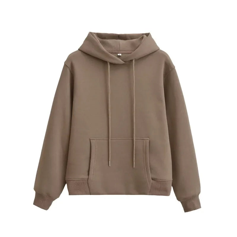 سويت شيرت بغطاء للرأس للنساء كاجوال، تي شيرت، بلوفر بسيط بأكمام طويلة، ملابس رياضية نسائية للخريف، ملابس الشارع