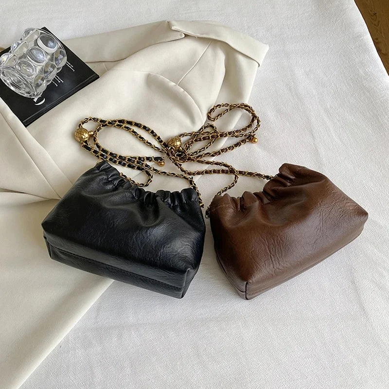 حقيبة كتف نسائية بسلسلة متعددة الاستخدامات، حقيبة كروس بودي، حقيبة هوبو كاجوال مطوية، حقيبة كتف، حقيبة أنيقة للفتيات