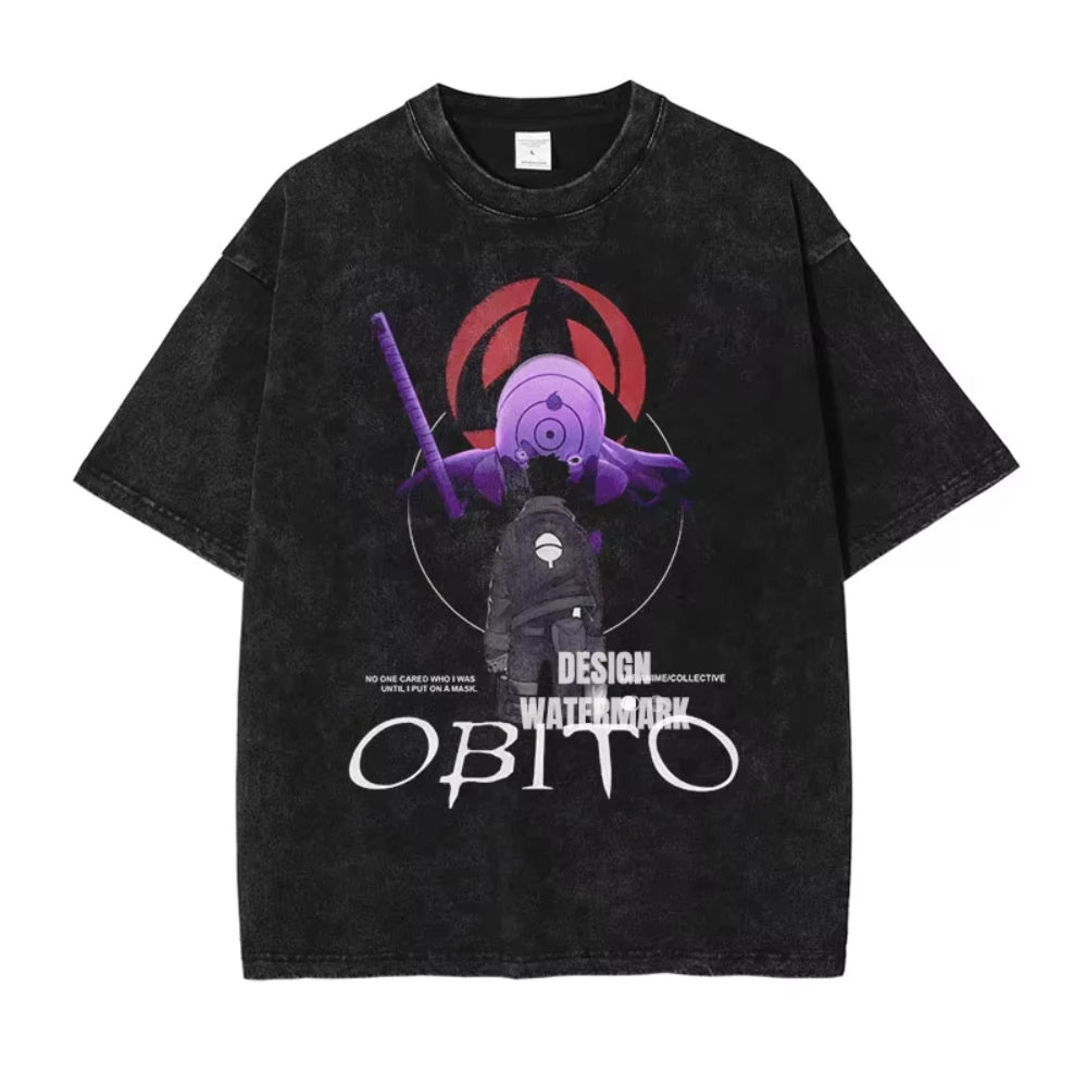 تيشيرتات MINISO، تيشيرتات عتيقة مغسولة، مطبوع عليها صورة أوتشيها إيتاشي، مقاس كبير، ملابس الشارع، مانجا، كاكاشي، ميناتو، أوبيتو، تيشيرتات، للرجال، للنساء