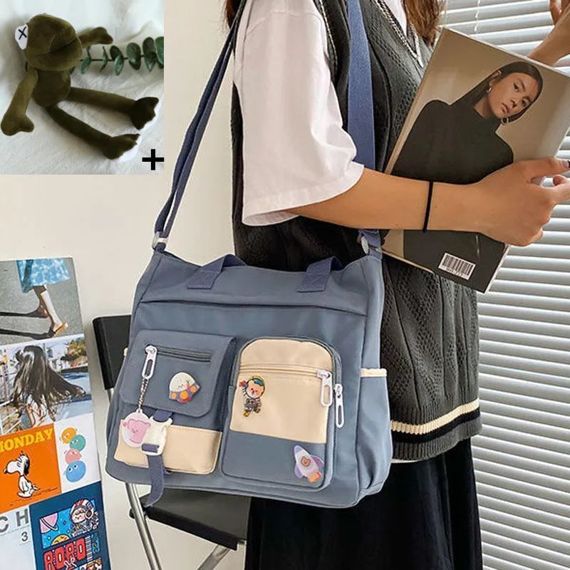 حقيبة يد نسائية من القماش النايلون المقاوم للماء، حقيبة كتف، حقيبة رسول يابانية، حقيبة كروس مدرسية للطالبات، حقيبة كتف للبنات