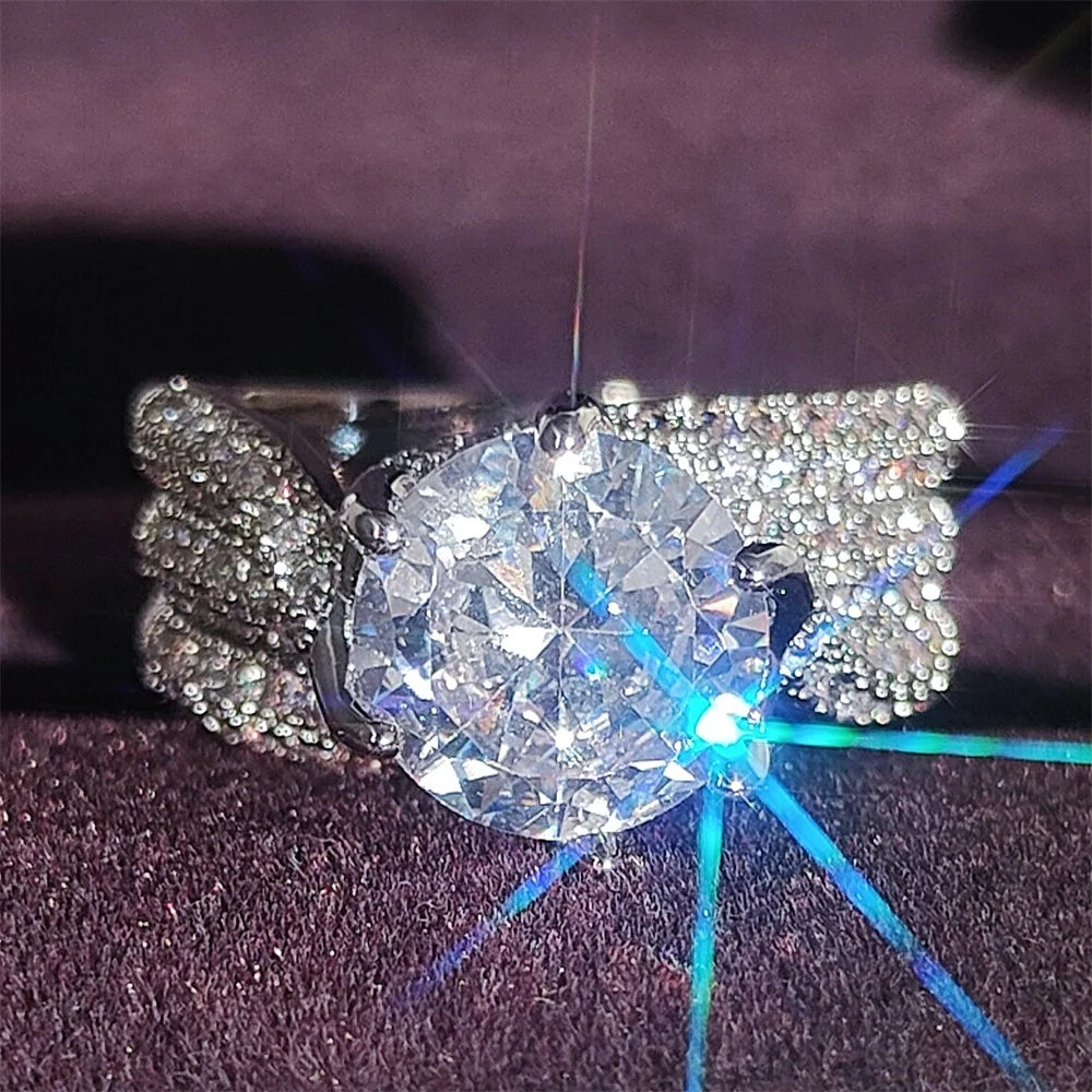 خاتم زفاف من الزركونيا المكعبة 10 مم للنساء، خاتم فاخر مرصع بالكريستال، إكسسوارات خطوبة، وصل حديثًا، مجوهرات عصرية R7851