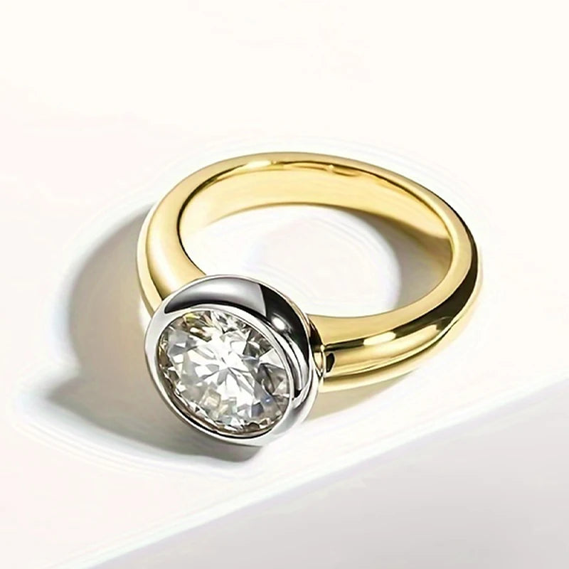 خاتم مويسانيتي فضي عيار 925، بسيط ولامع، مناسب لحفلات الخطوبة والزفاف للرجال والنساء، هدايا مجوهرات الموسم