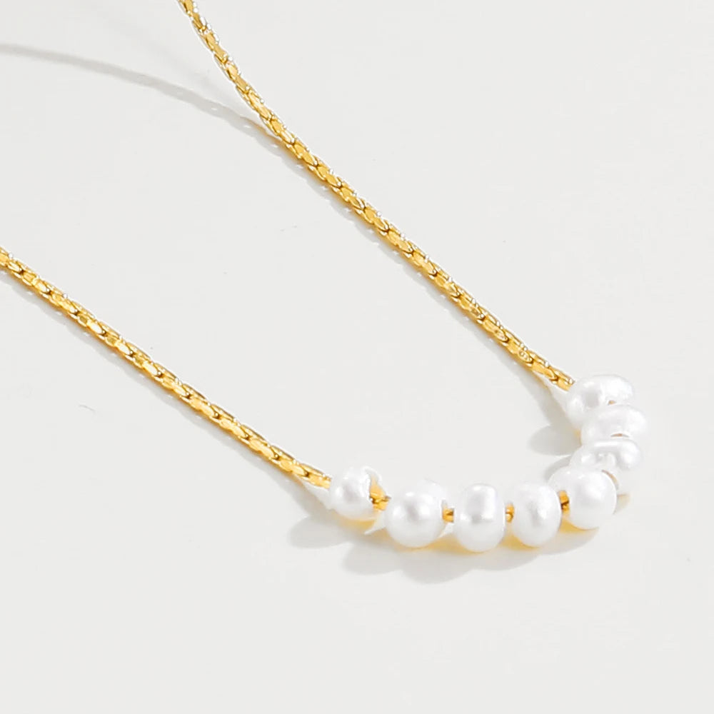 YACHAN Stainless Steel Golden Chain Necklace Natural Pearl Pendant for Woman Gold Plated Chains Necklaces Trendy Jewelry