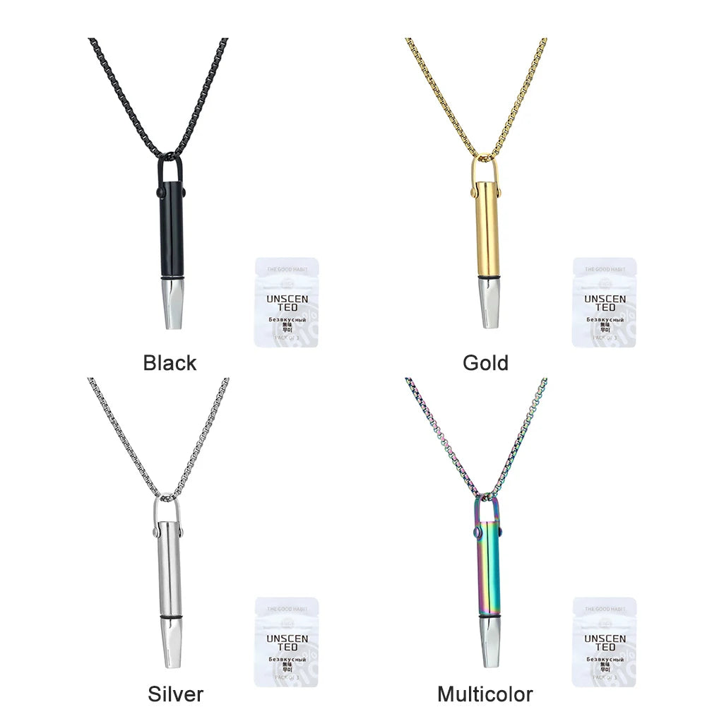 قلادة تنفس مع فلتر قطني من الفولاذ التيتانيوم، مقاومة للتآكل، قلادة اليقظة الذهنية لأداة الإقلاع عن التدخين