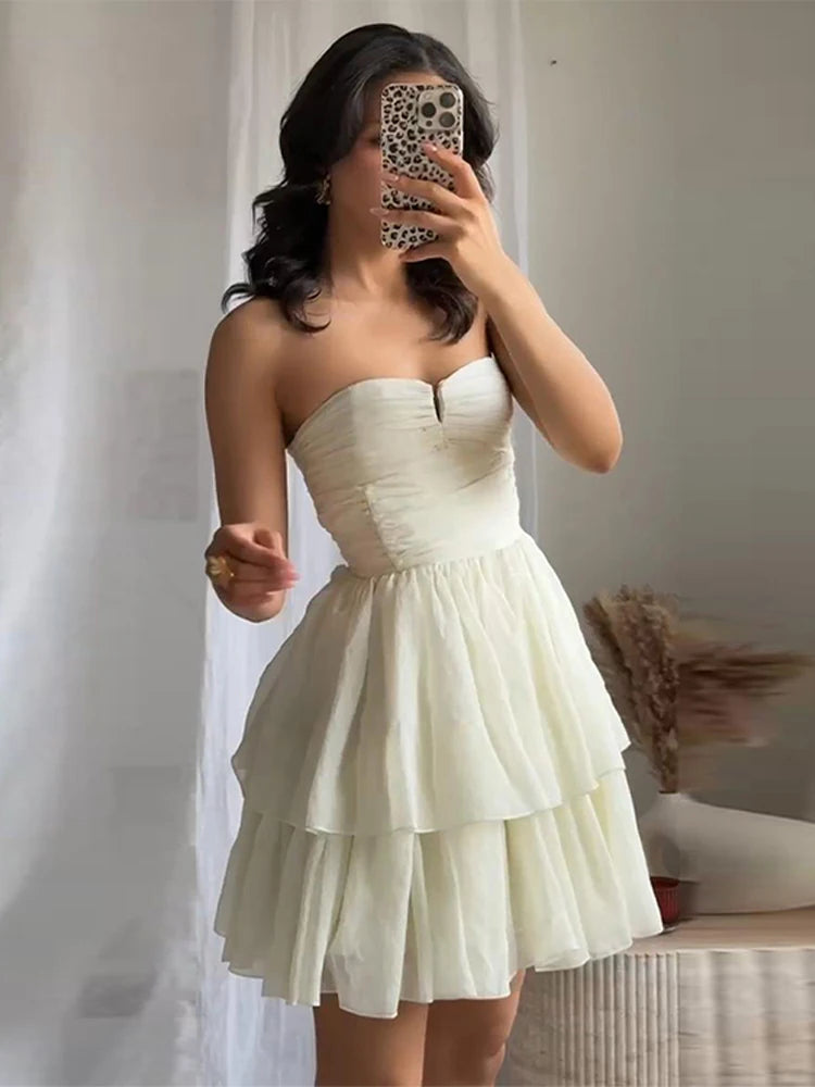 Solid Summer Off-shoulder Party Dresses For Women Elegant Solid Sleeveless Zipper Female Short Dress Casual Beach Lady Vestidos