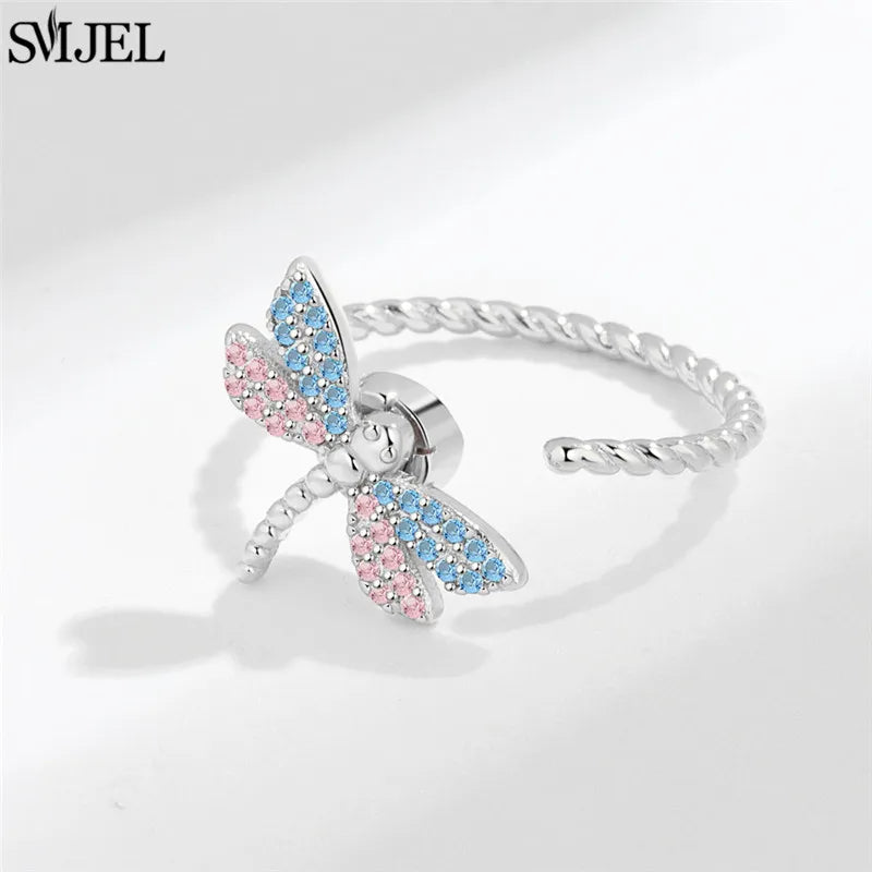 خواتم فاخرة دوارة على شكل حيوانات لتخفيف التوتر للنساء، خواتم دوارة لطيفة على شكل زهرة وقلب ويعسوب، خاتم مضاد للتوتر، مجوهرات زفاف