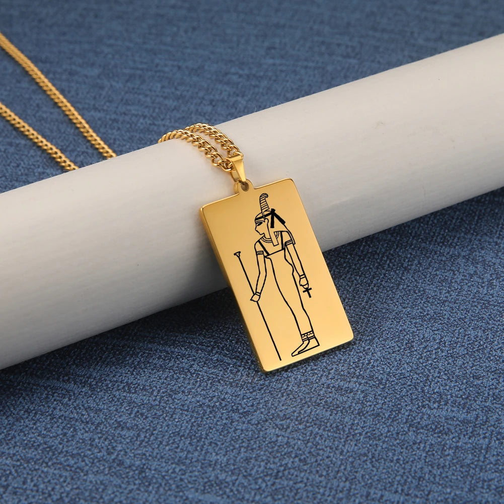 قلادة داوابارا المصرية القديمة على شكل إله حورس أنوبيس الإلهة إيزيس تميمة من الفولاذ المقاوم للصدأ