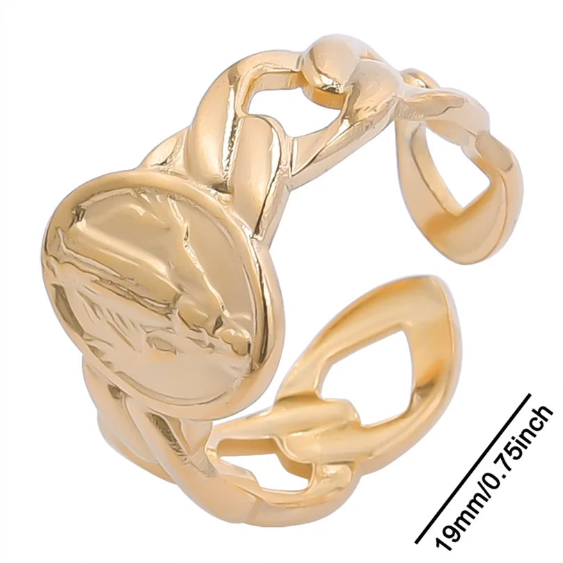 خواتم أنيقة مطلية بالذهب من الفولاذ المقاوم للصدأ، 6 قطع/مجموعة، بتصميمات زهور ونجوم وأوراق شجر وحب وثعبان، خواتم مجردة، مجوهرات نسائية بالجملة