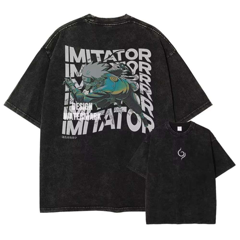 تيشيرتات MINISO، تيشيرتات عتيقة مغسولة، مطبوع عليها صورة أوتشيها إيتاشي، مقاس كبير، ملابس الشارع، مانجا، كاكاشي، ميناتو، أوبيتو، تيشيرتات، للرجال، للنساء