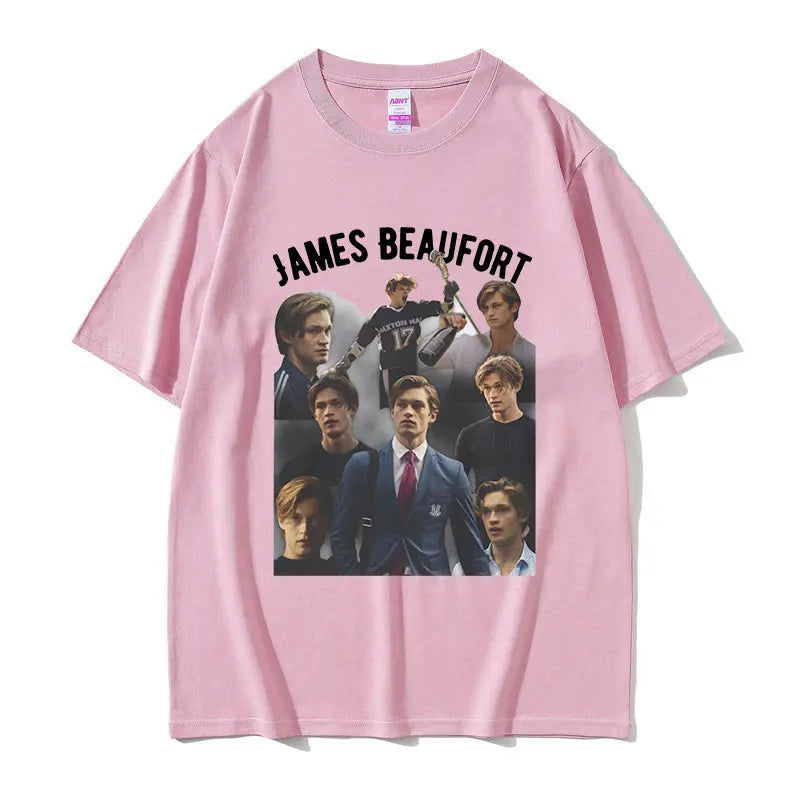 تي شيرت ماكستون هول جيمس بوفورت بطبعة جرافيكية للرجال، تي شيرت عصري بأكمام قصيرة، تي شيرت قطني كبير الحجم برقبة دائرية للجنسين