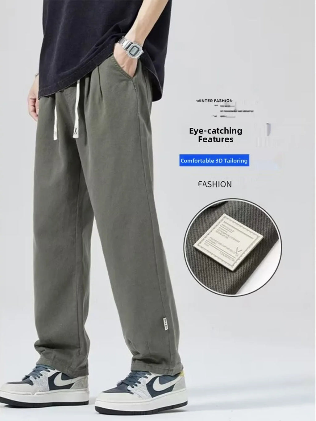 Spring Autumn Men's Casual Loose Straight Leg Pants Versatile Youthful Sle Comfortable Sports Trousers for Teens And Adults