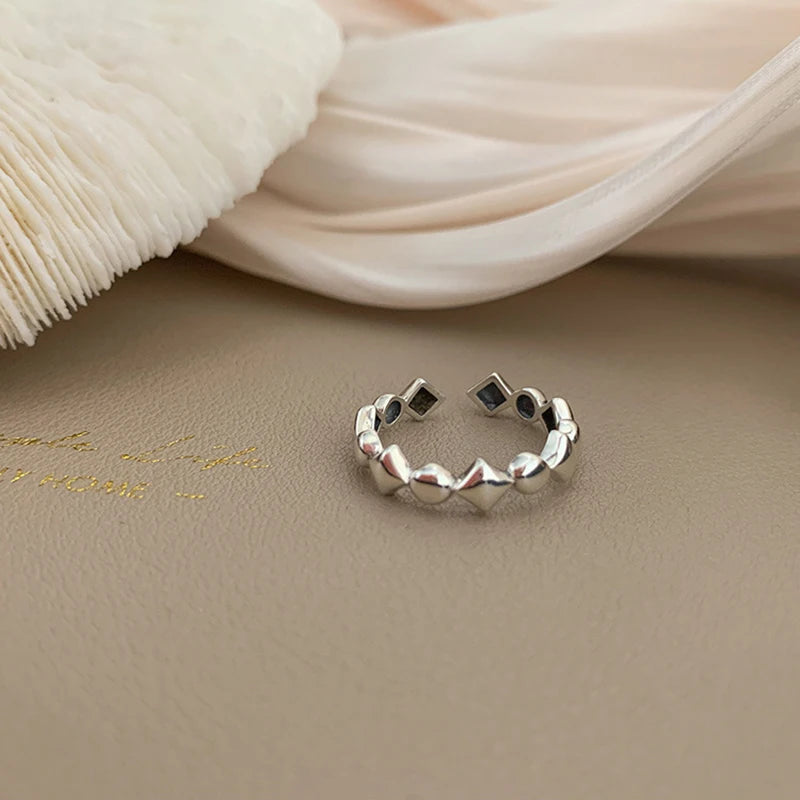 خاتم فينتفيل من الفضة الإسترليني عيار 925 للنساء والفتيات، هدية مثالية بتصميم ريترو عصري فريد من نوعه، مجوهرات هندسية غير متماثلة، خدمة توصيل مباشرة