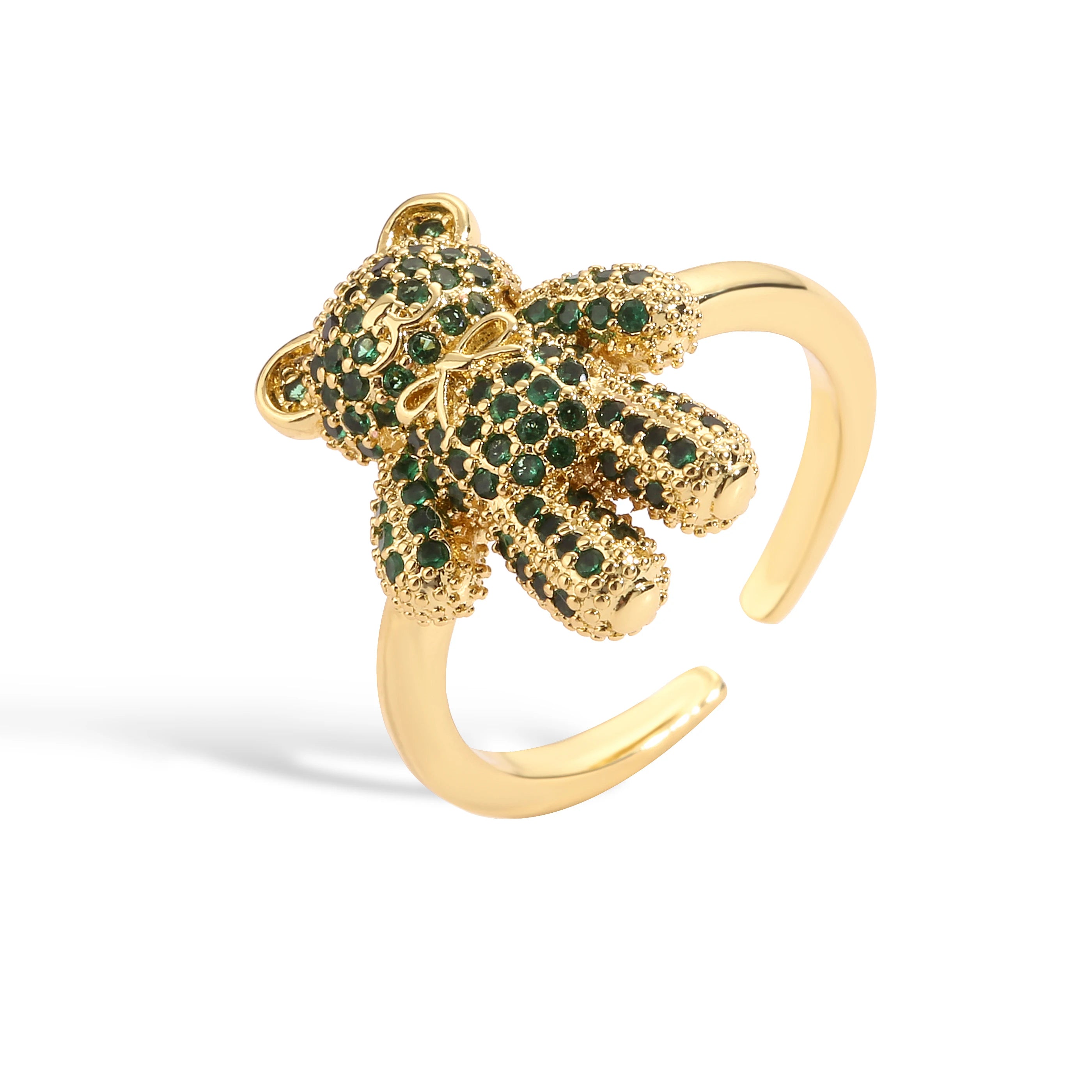 هيتشنغ، خواتم دب للنساء، خاتم نحاسي مطلي بالذهب عيار 18 قيراط، قابل للتعديل، مجوهرات أنيقة للحفلات، هدية للنساء