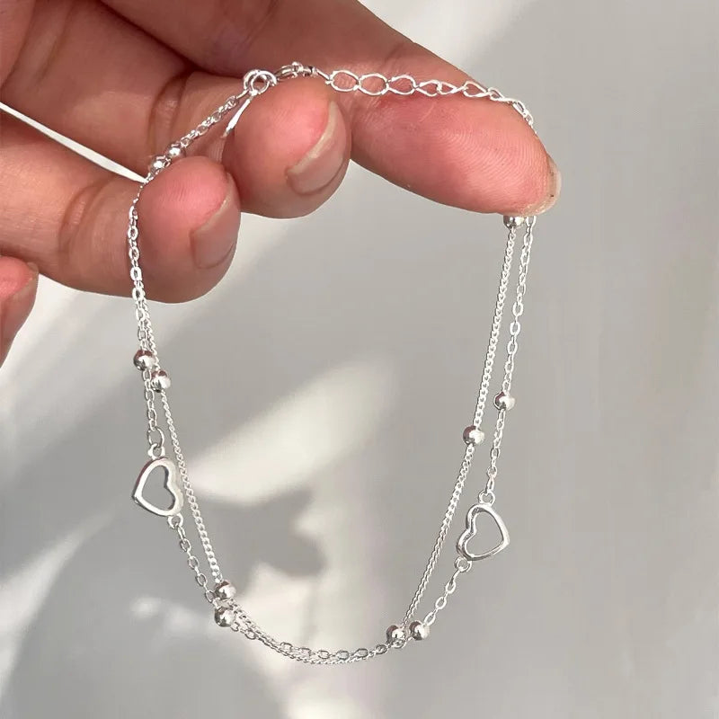 سوار PANJBJ من الفضة الإسترلينية عيار 925 عالي الجودة للنساء مصنوع من خرز الحب الكوري مجوهرات حلوة هدية شحن مباشر