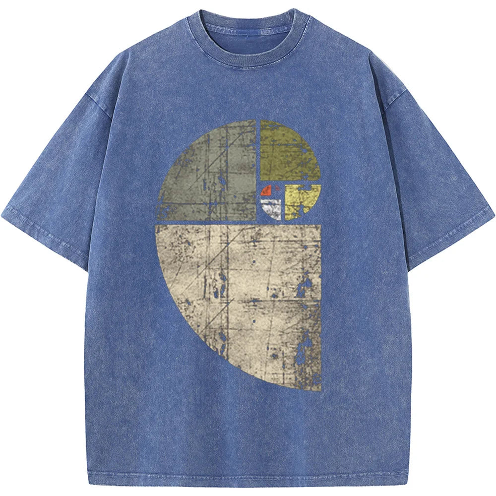 قميص رجالي كلاسيكي بأكمام قصيرة من فيبوناتشي، ملابس الشارع الهيب هوب، قمصان رجالية مغسولة، قمصان رجالية ملونة كلاسيكية