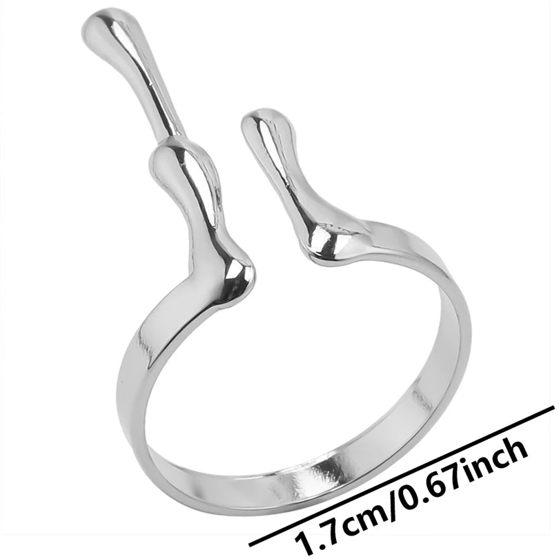 خاتم معدني عالي الجودة بتصميم غير منتظم ومجوف، مفتوح وقابل للتعديل، مصنوع من الفولاذ المقاوم للصدأ، مناسب للنساء والرجال، إكسسوارات مستوحاة من زهرة ونجمة البحر