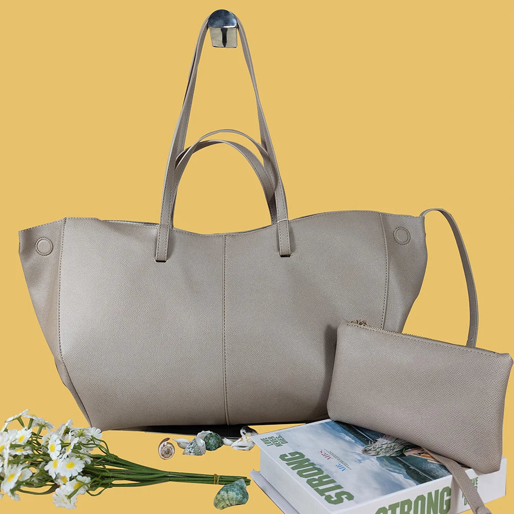 حقيبة كتف نسائية عصرية لعام 2025، حقيبة حمل كبيرة السعة، حقيبة كتف بسيطة للتنقل، محفظة صغيرة مجانية