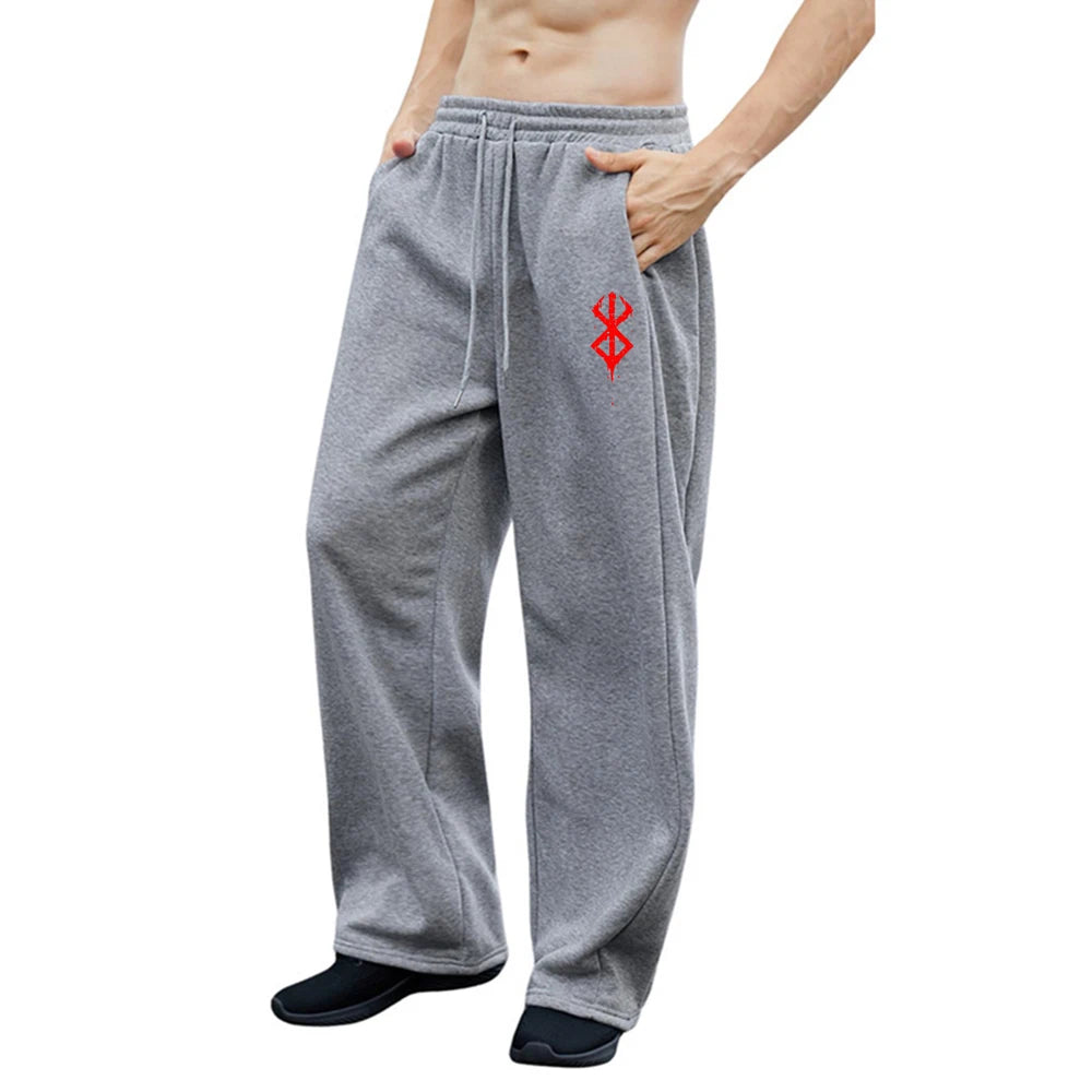 Latest Model Men's Pants Simple Print Casual Sweatpants Elastic Waist Drawstring Pants Suitable Corduroy Men Pants Vintage