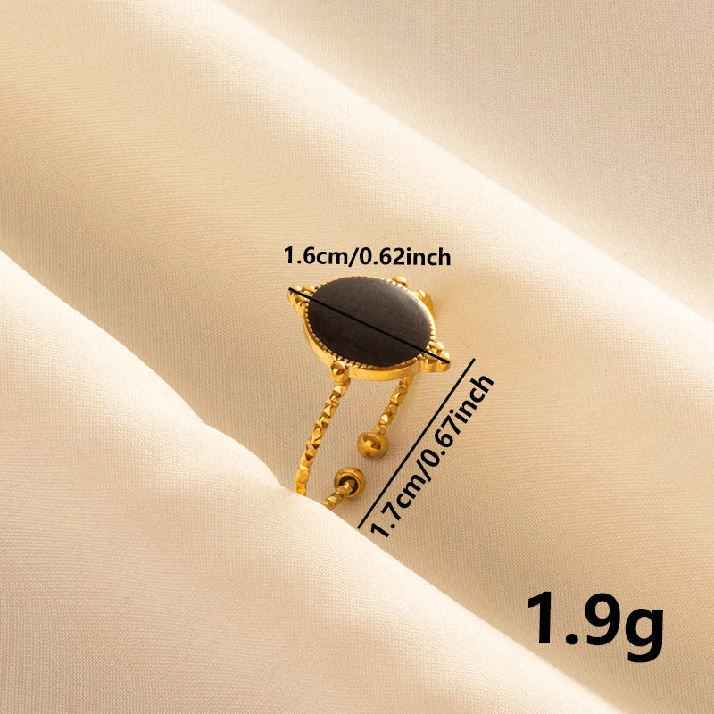 خاتم مفتوح قابل للتعديل بتصميم عين الحسد، قلب، شمس، قلب، للنساء والرجال، إكسسوارات، مينا أسود، مجوهرات عتيقة، خاتم من الفولاذ المقاوم للصدأ، هدية