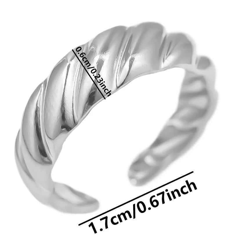 1 قطعة من خواتم عين النمر الكلاسيكية المصنوعة من الفولاذ المقاوم للصدأ القابلة للتعديل والمفتوحة للنساء والرجال إكسسوارات خاتم إصبع ذهبي اللون