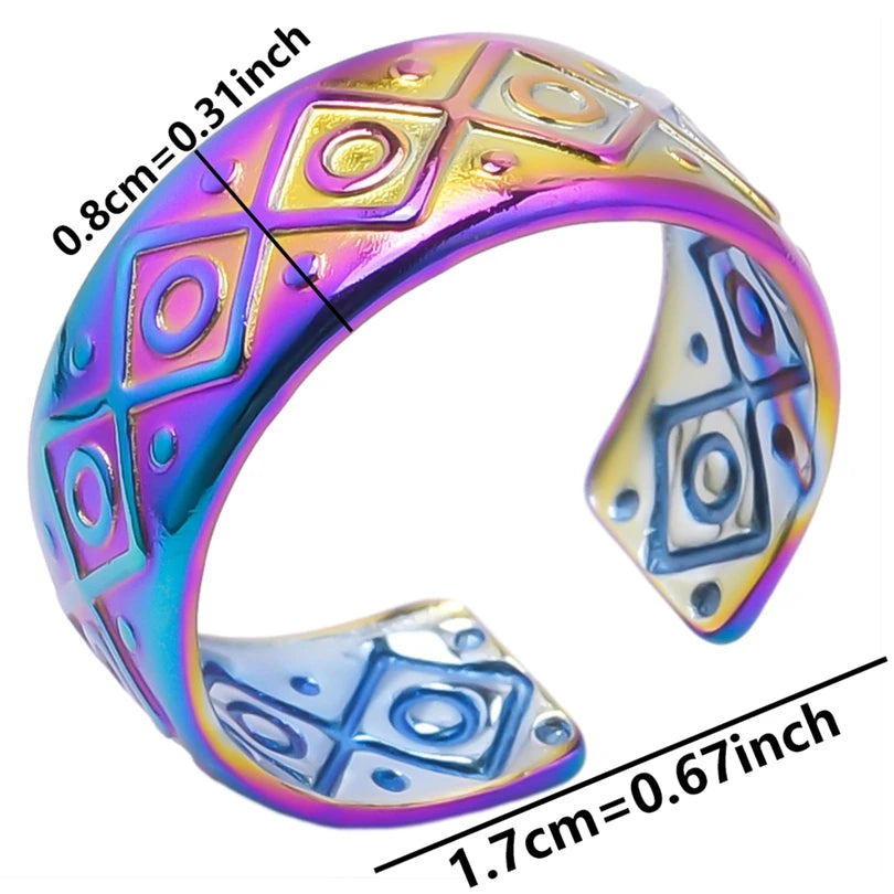 1 قطعة من خواتم عين النمر الكلاسيكية المصنوعة من الفولاذ المقاوم للصدأ القابلة للتعديل والمفتوحة للنساء والرجال إكسسوارات خاتم إصبع ذهبي اللون