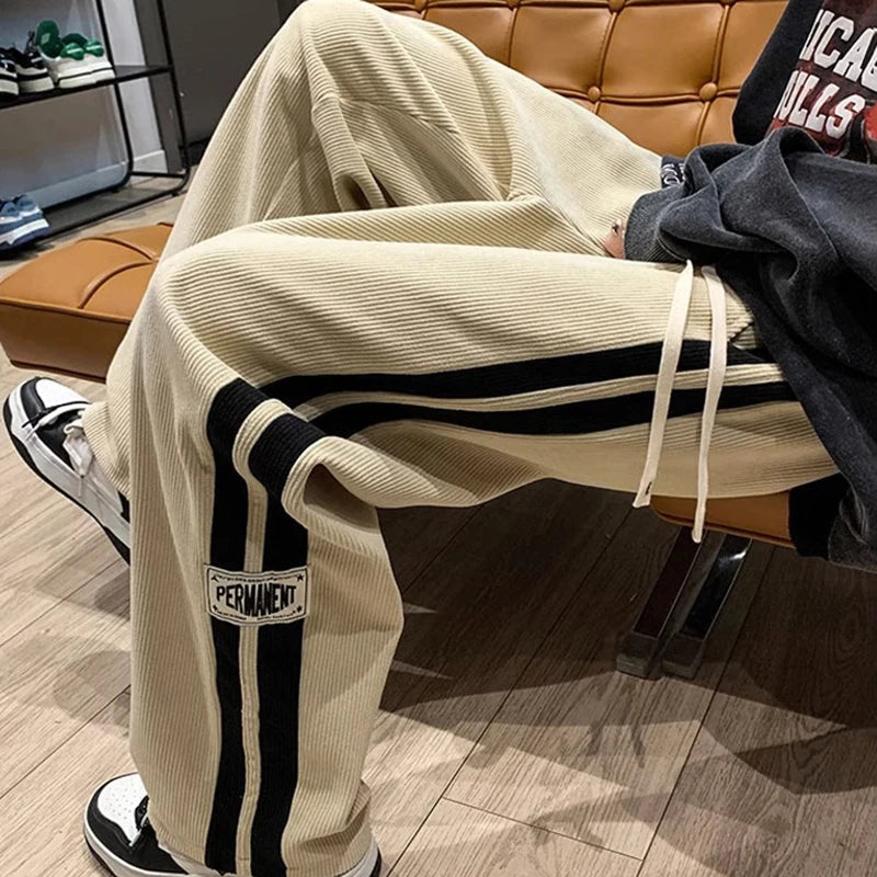 High Street Casual Pants Men Wide-leg Straight Corduroy Trousers Spring Autumn Fashion Jogger Couple Streetwear new sweatpants