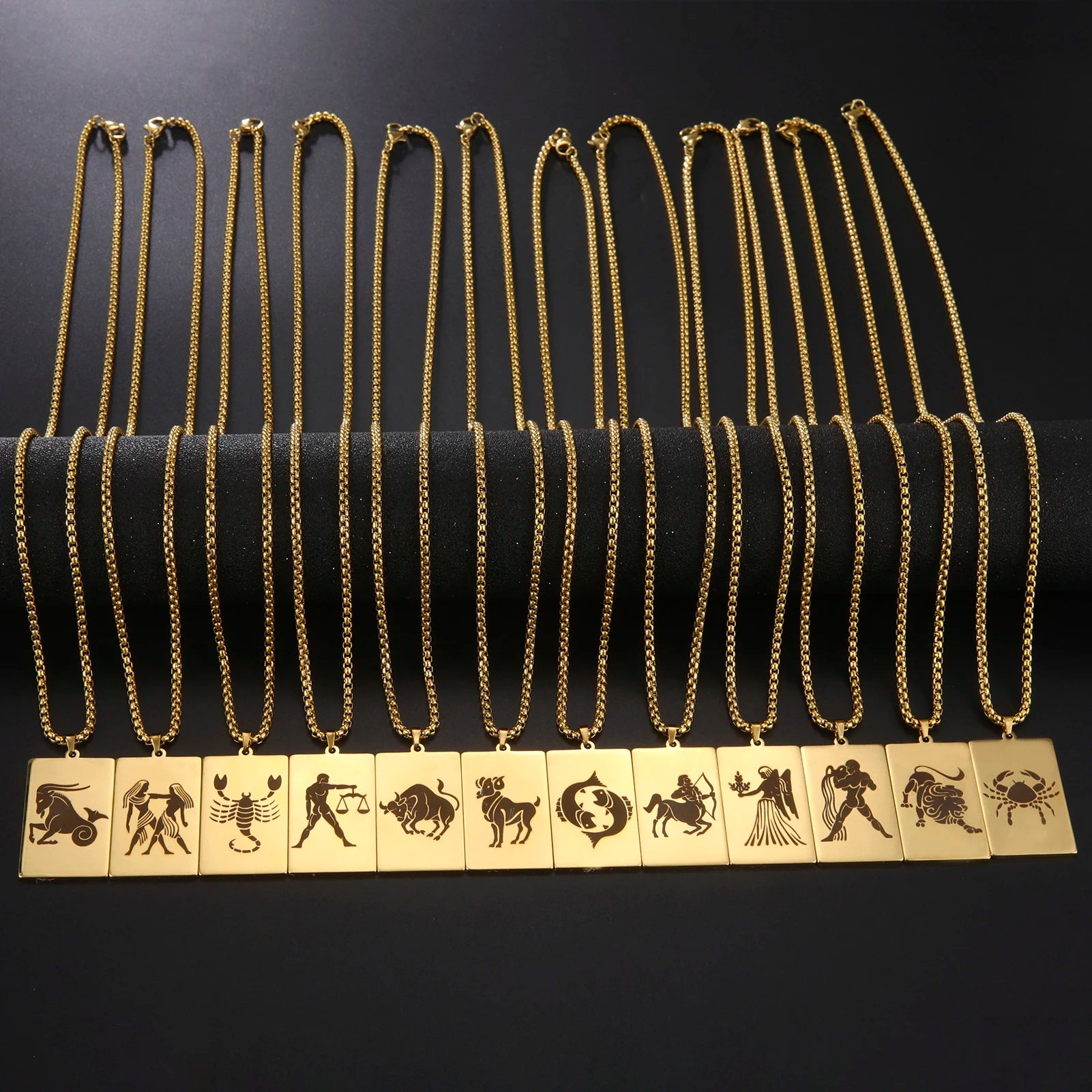 قلادة على شكل صندوق من 12 برجًا للرجال، مصنوعة من الفولاذ المقاوم للصدأ، بتصميم يوناني قديم، مكونة من 12 برجًا، هدايا