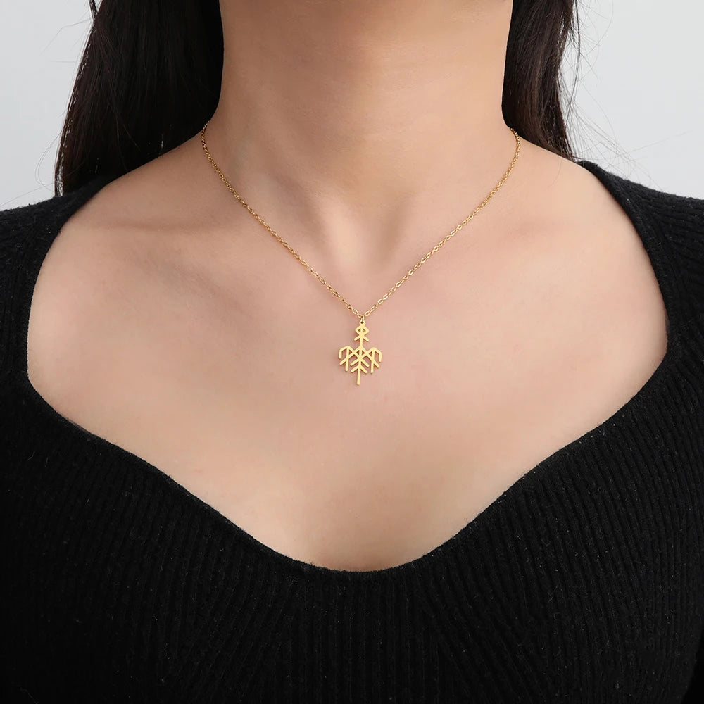 قلادة رمز دوابارا واردرونا، قلادة من رونية الفايكنج النوردي، تميمة حماية، مجوهرات من الفولاذ المقاوم للصدأ